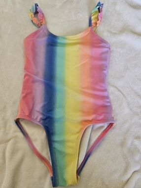 Cat & Jack | Rainbow Ombre Ruffle Strap Swimsuit- Multi | Small 6-7 | Summer
